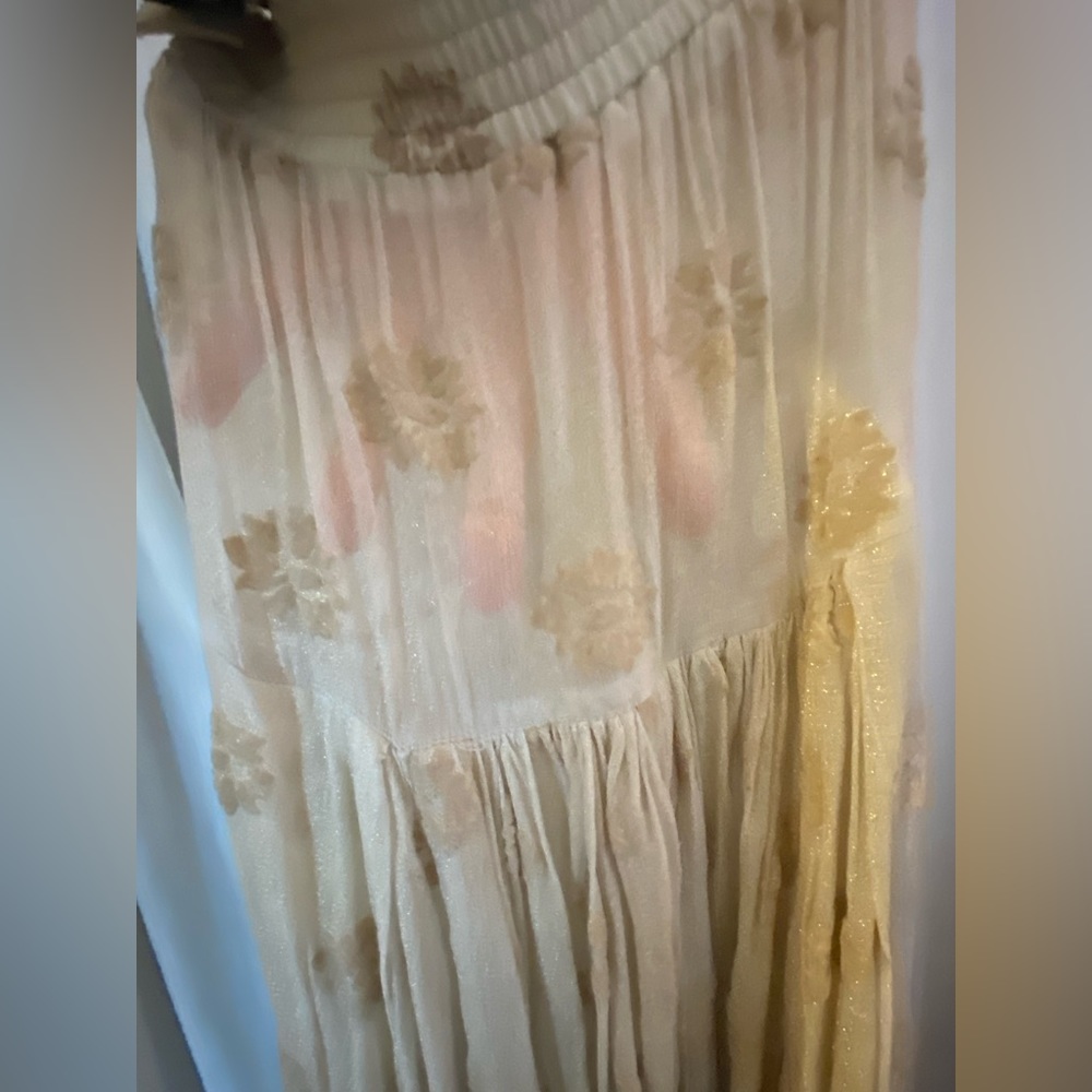 Free People New Romantics Cream & Gold Sequined Overalls size Woman’s Small - Picture 6 of 13